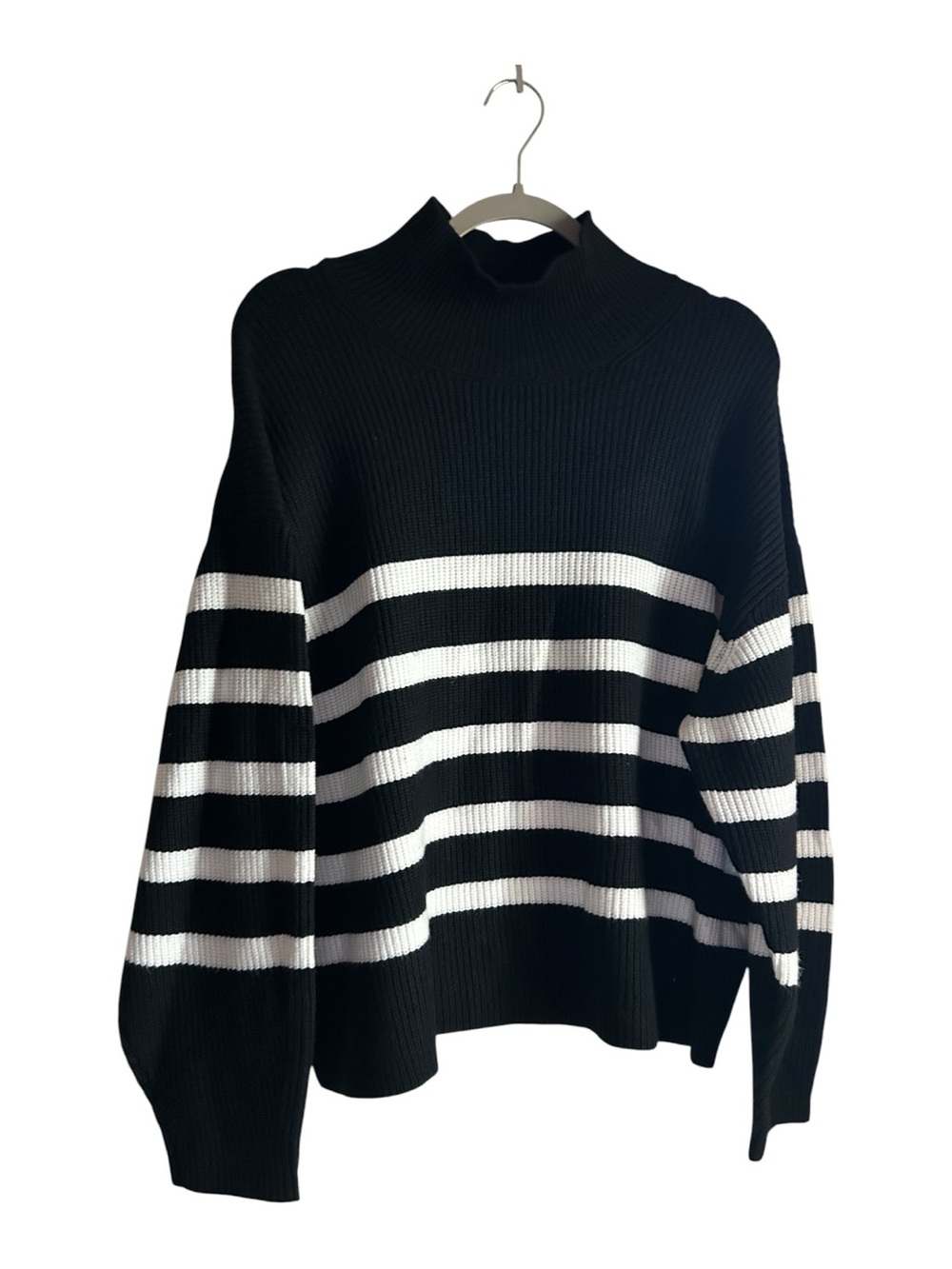 a new day Size XXL Black and White Striped Turtleneck Sweater